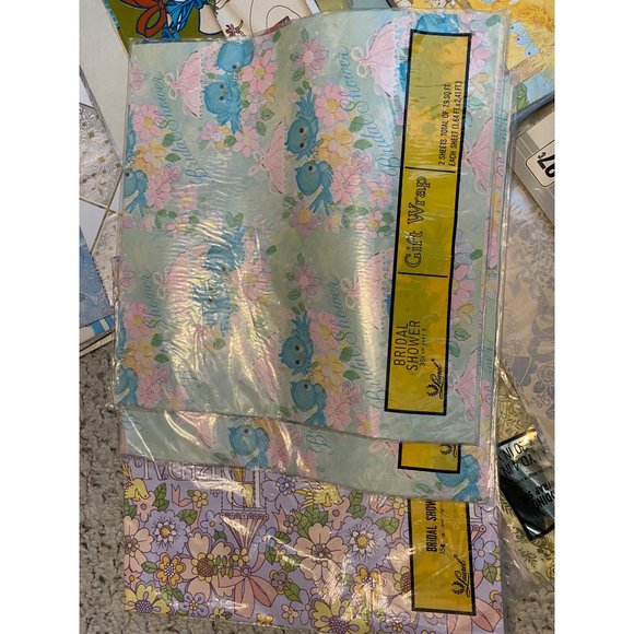 Large Lot vintage Flat Wrap Gift Wrap Wedding, Shower Birthday Scrapbooking Cars - Picture 7 of 15